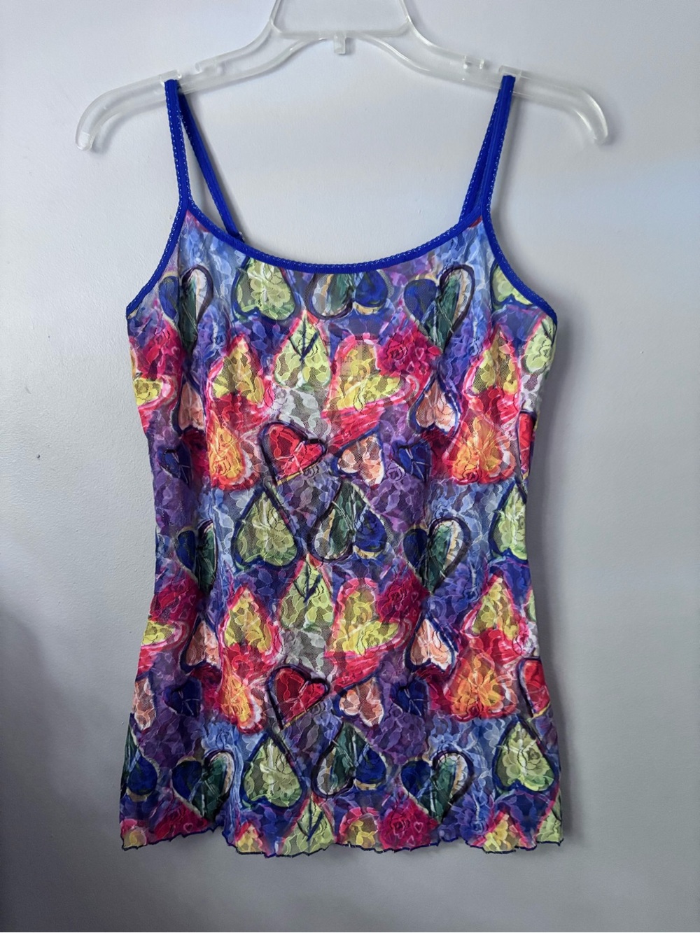 Hanky Panky Blue Trim Multicolor Heart-Pattern Camisole